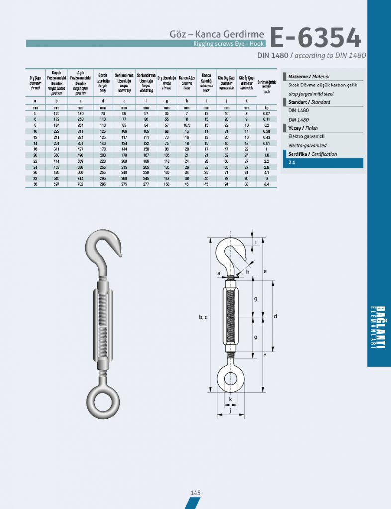 Eye – Hook Rigging Screws E-6354